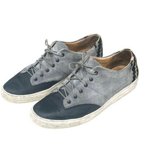 TCG Cooper Gray/Black Leather and Suede Sneakers w Accent Print -EU 43 / US 9.5